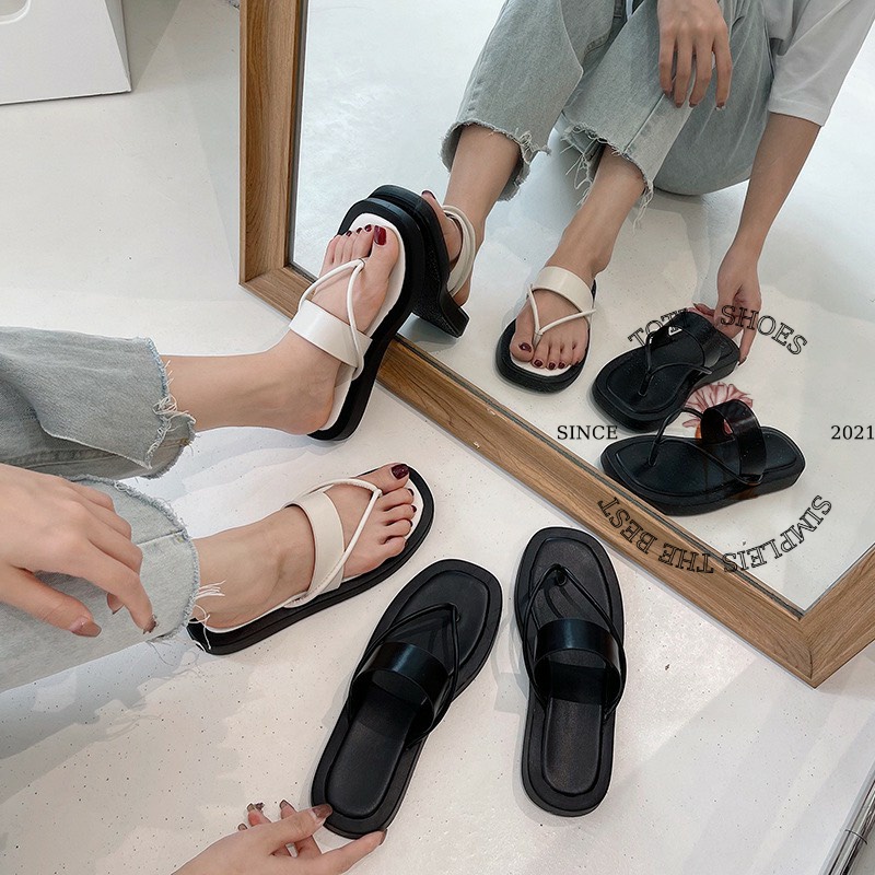 DÉP LÊ TOTIIE SHOES - SANDAL THỜI TRANG XỎ NGÓN - DÉP NỮ MŨI VUÔNG ĐẾ BẰNG 3CM D2204210
