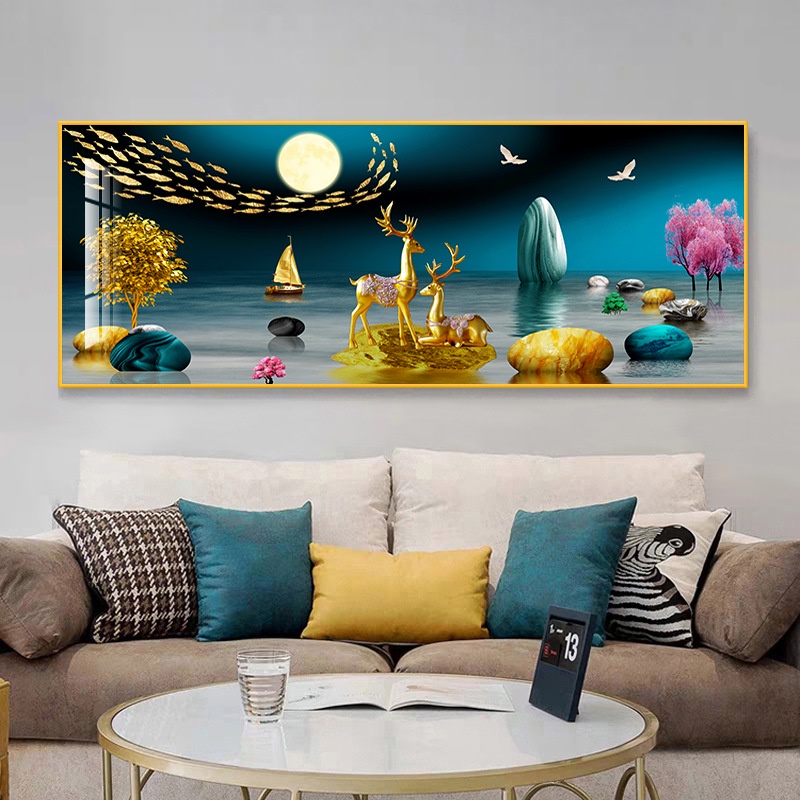 Tranh tráng Gương treo phòng khách. Phong cách hiện đại, Độc đáo. Kích thước 50x120 Cm. Xưởng in 3T