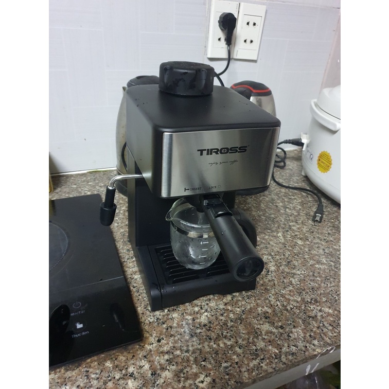 Máy Pha Cafe Espresso Tiross TS 621 Pha Cafe Gia Đình Văn Phòng Chính Hãng, Bảo Hành 12 Tháng