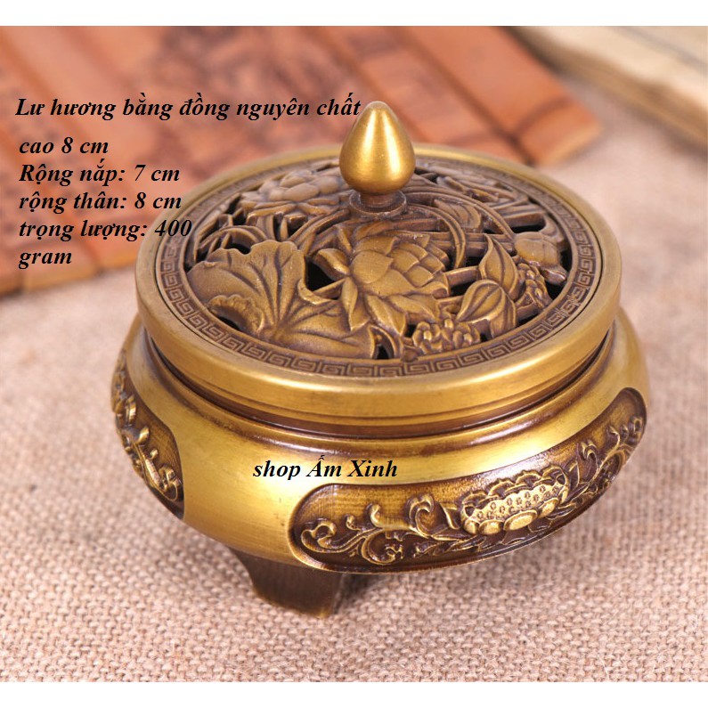 LƯ HƯƠNG ĐỐT TRẦM BẰNG ĐỒNG NGUYÊN CHẤT (Giả Cổ)