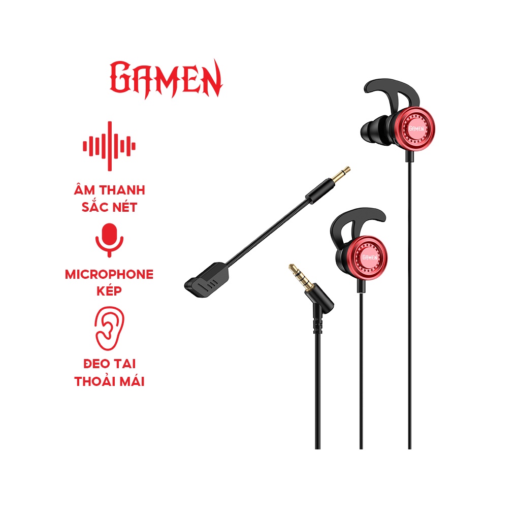 Tai nghe Gamen GE200 tai nghe có dây gaming chơi game có 2 mic âm thanh sống động dòng game