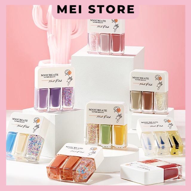 Set 3 Chai Sơn Móng Tay Maycreate Nail Polish 4g*3 Senabeauty