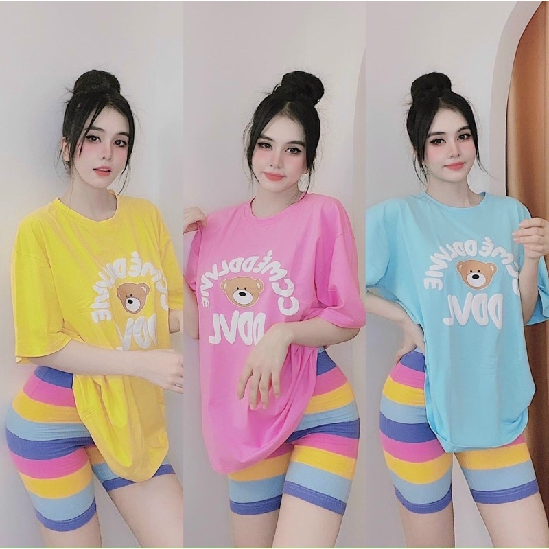 SET ÁO THUN KÈM QUẦN LEGGING NGỐ (KÈM VIDEO HÌNH THẬT)