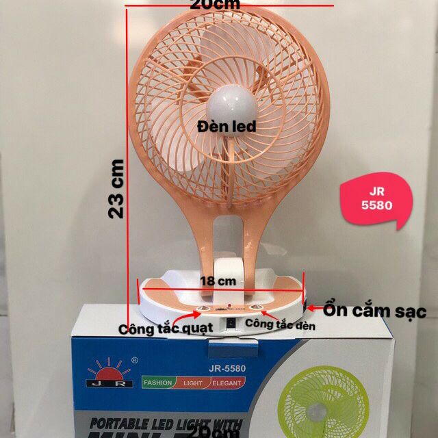 Quạt sạc tích điện Mini Fan JR 5580