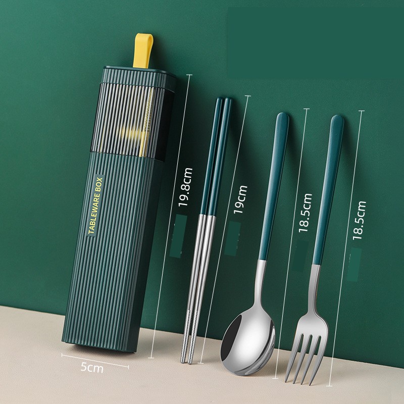 (HÀNG CAO CẤP) Bộ Thìa, Đũa, Dĩa TABLEWARE BOX làm từ INOX 304 an toàn và thân thiện với môi trường