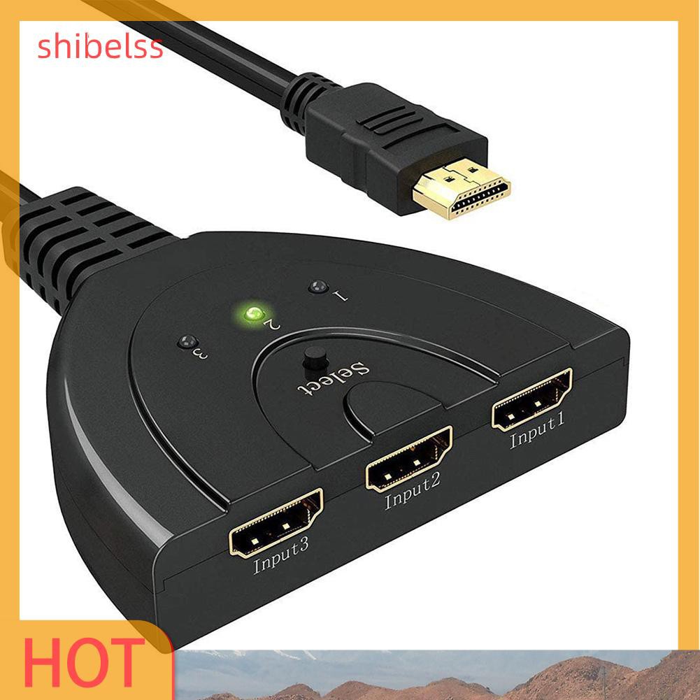 （ʚshibelss）3 Port HDMI HUB Switch 1080P HD 3 in 1 out Video Audio Splitter Duplicator 