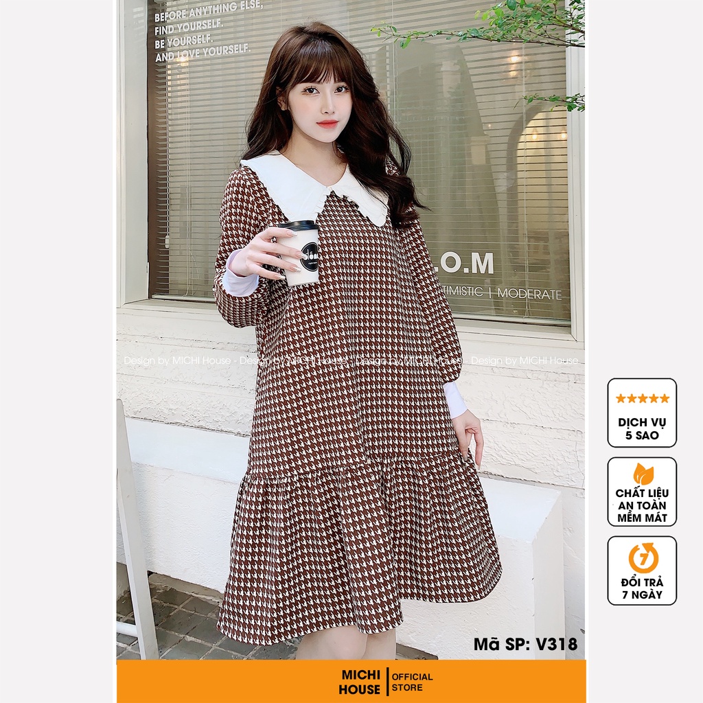 Đầm suông Freesize Thiết kế Trẻ trung Công sở VS318 MICHI House Váy Bầu Xuông Rộng Thoải mái Dài tay Thu Đông