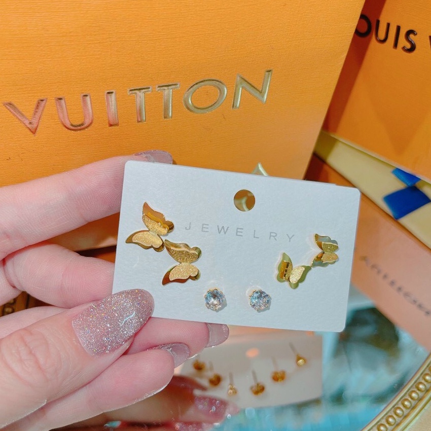 Bộ 3 Đôi Bông Tai Titan Ko Đen TT 4227