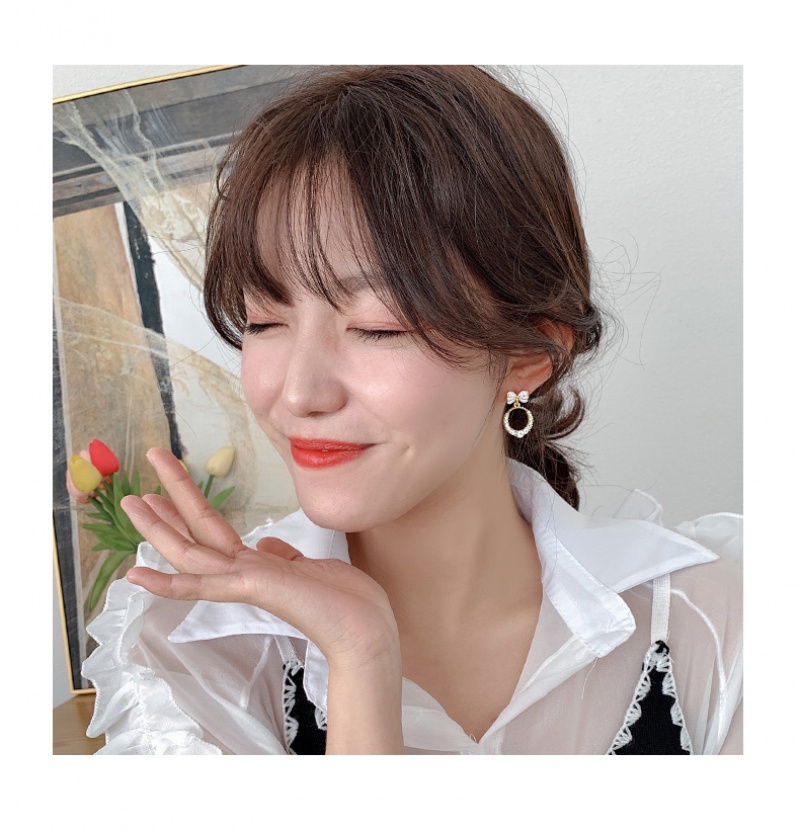 Hoa tai hình nơ đính đá lấp lánh phong cách cổ điển cho nữ