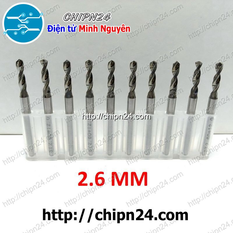 [1 CÂY] Mũi khoan mạch in CNC HỢP KIM 2.6mm (Mạch điện tử, PCB)