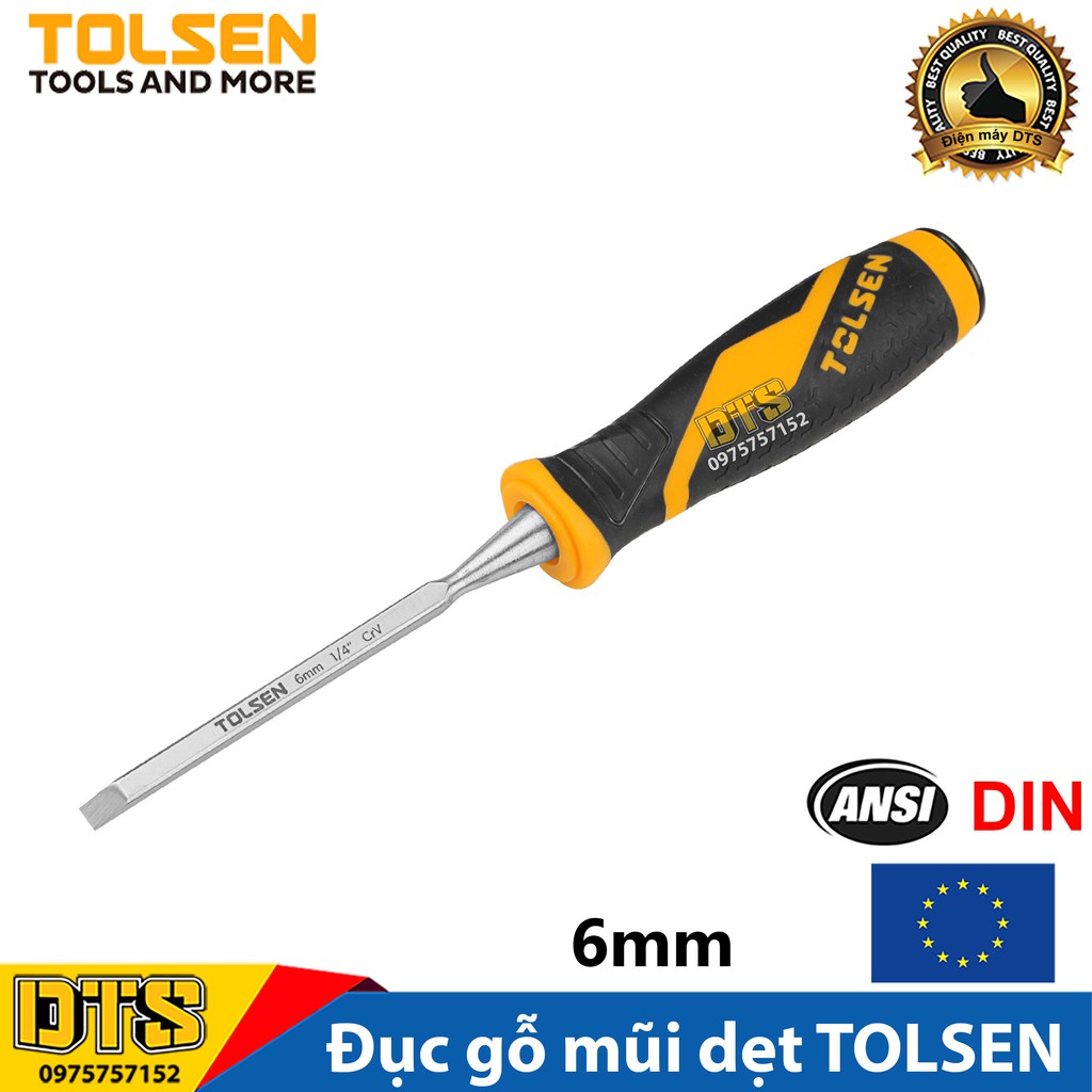 Đục gỗ mũi dẹt cầm tay chuẩn công nghiệp TOLSEN 6mm (1/4 inch) - Tiêu chuẩn xuất khẩu Châu Âu