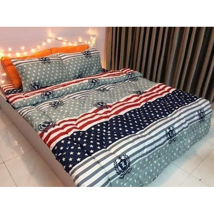 Bộ chăn phao ga gối cotton poly-vịt hồng