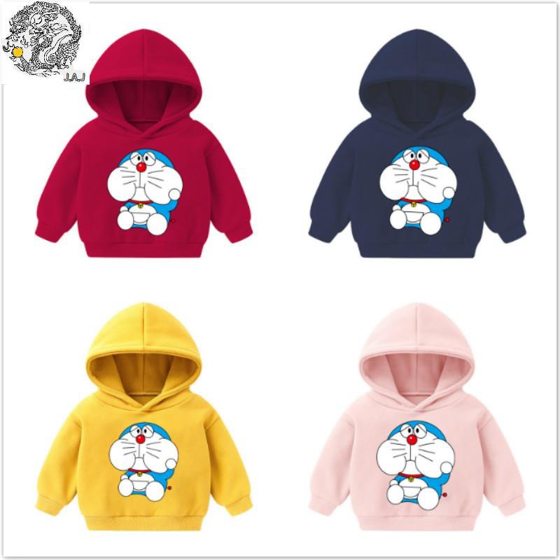 Áo Hoodie Tay Dài Dày Dặn In Hình Doraemon Dễ Thương Cho Bé Gái Từ 3-8 Tuổi