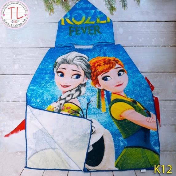 Khăn tắm - Khăn tắm choàng có mũ chị em Elsa - Đồ dùng cho bé - Khăn tắm cho bé