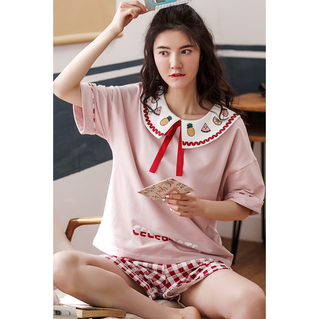 Bộ đùi nữ-Bộ mặc nhà cổ sen chất COTTON 100% thông thoáng và mát mẻ ngày hè:Full size | BigBuy360 - bigbuy360.vn