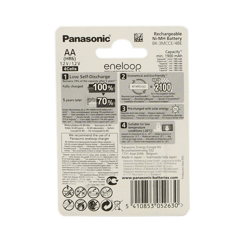 PIN Sạc Panasonic AA Eneloop 4 viên 1900 mAh - 2100 lần sạc