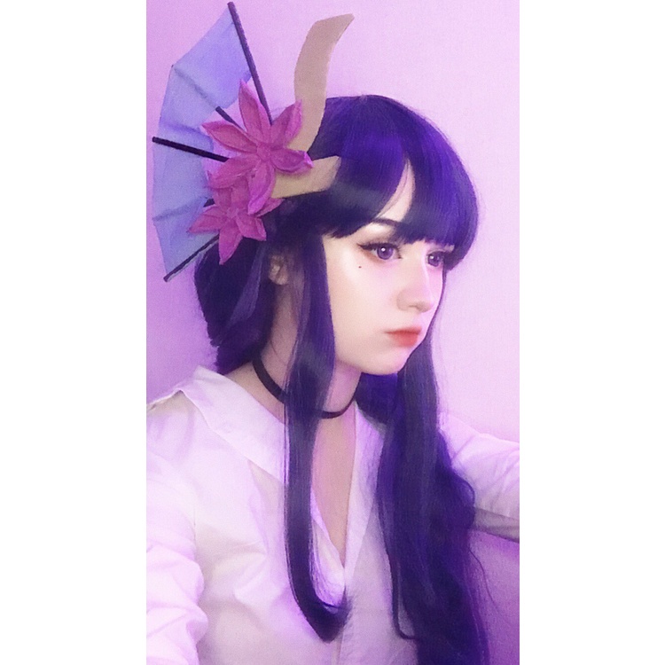 Bộ Tóc Giả Từ Sợi Tổng Hợp Chịu Nhiệt Dùng Hóa Trang Nhân Vật Baal Raiden Shogun