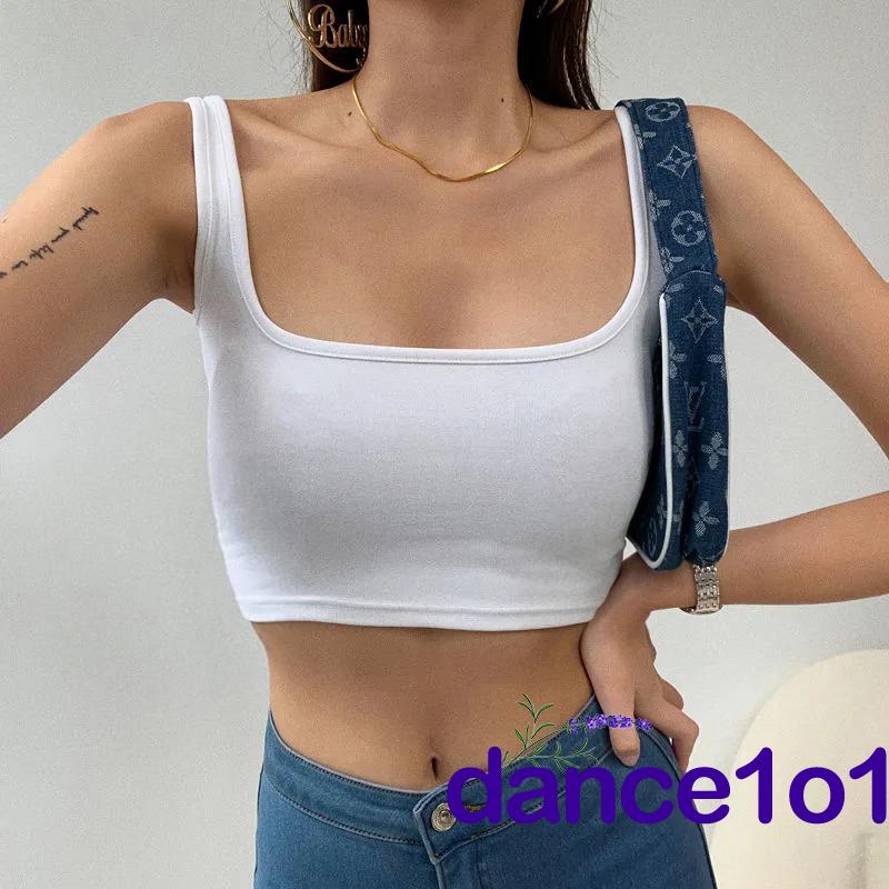 Áo ba lỗ cổ vuông màu trơn đơn giản thời trang cho nữ