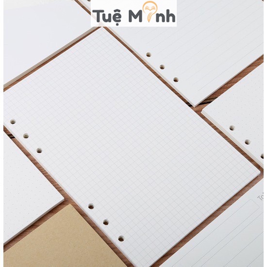 Ruột sổ còng A5 90 trang caro/ dot/ kẻ ngang/ kế hoạch Giấy refill Tuệ Minh dày dặn 100gsm P07