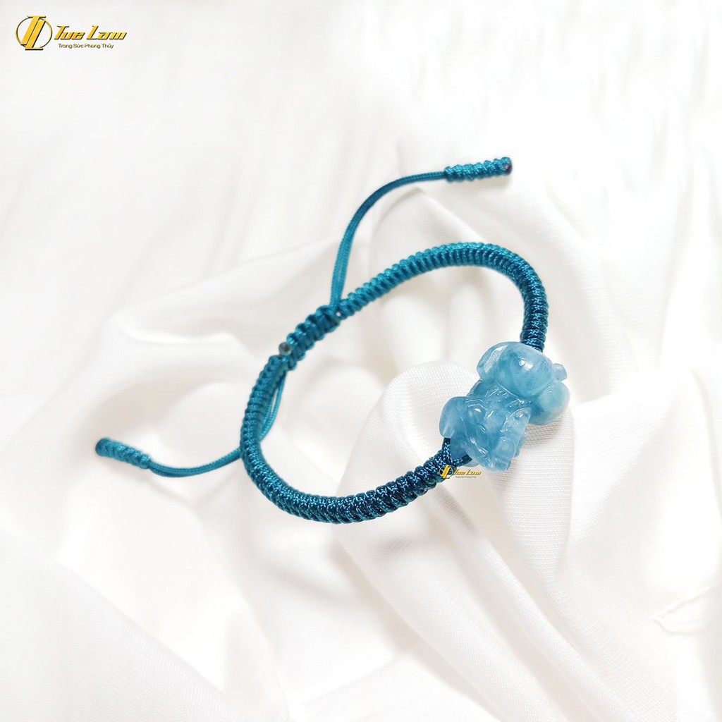 [Mệnh Thủy] Vòng Tay chỉ xanh dương handmade Tỳ hưu đá Aqua