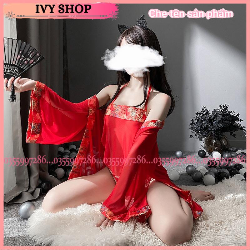 Bộ Đồ Ngủ Cosplay Cổ Trang Áo Choàng Kèm Áo Yếm Ngủ Nữ Xuyên Thấu - ACTH1300 + Y400 - Ivyshop