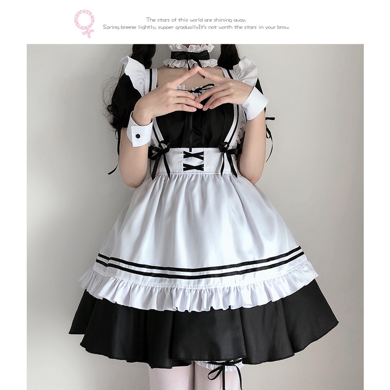 Trang phục cosplay Maid M024/ hóa trang hầu gái/ halloween/ lễ hội trắng hồng đỏ dễ thương dày dặn | BigBuy360 - bigbuy360.vn