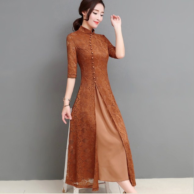 HÀNG NHẬP - ÁO DÀI CÁCH TÂN REN HOA SIÊU SANG - SX09 | BigBuy360 - bigbuy360.vn