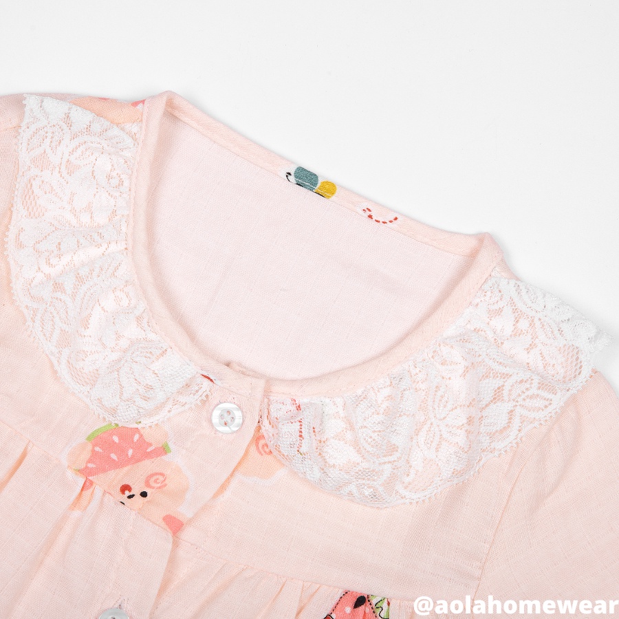 Pijama cho bé gái dài tay mặc ngủ điều hòa babydoll dễ thương Áo Lá Homewear A004, đồ ngủ trẻ em gái vải xô cotton