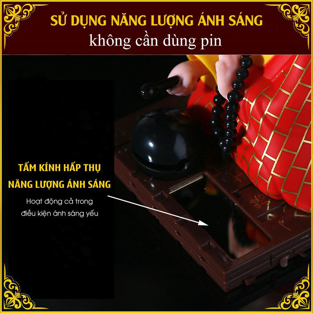 Tượng Phật Chú Tiểu Gõ Mõ Gật Đầu Sử Dụng Năng Lượng Ánh Sáng, Trang Trí Taplo Ô Tô, Bàn Thờ, Bàn Làm Việc