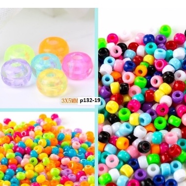 Hỗn hợp hạt nhựa nhỏ 3x5mm & 4x6mm màu ngẫu nhiên