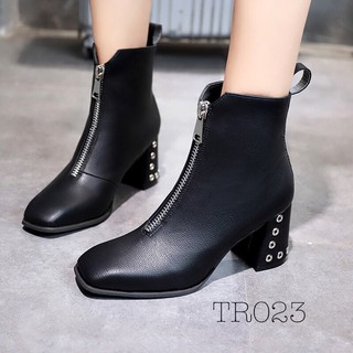 Boot cổ thấp gót cao kéo khóa da mịn cực đẹp với chất da loại 1