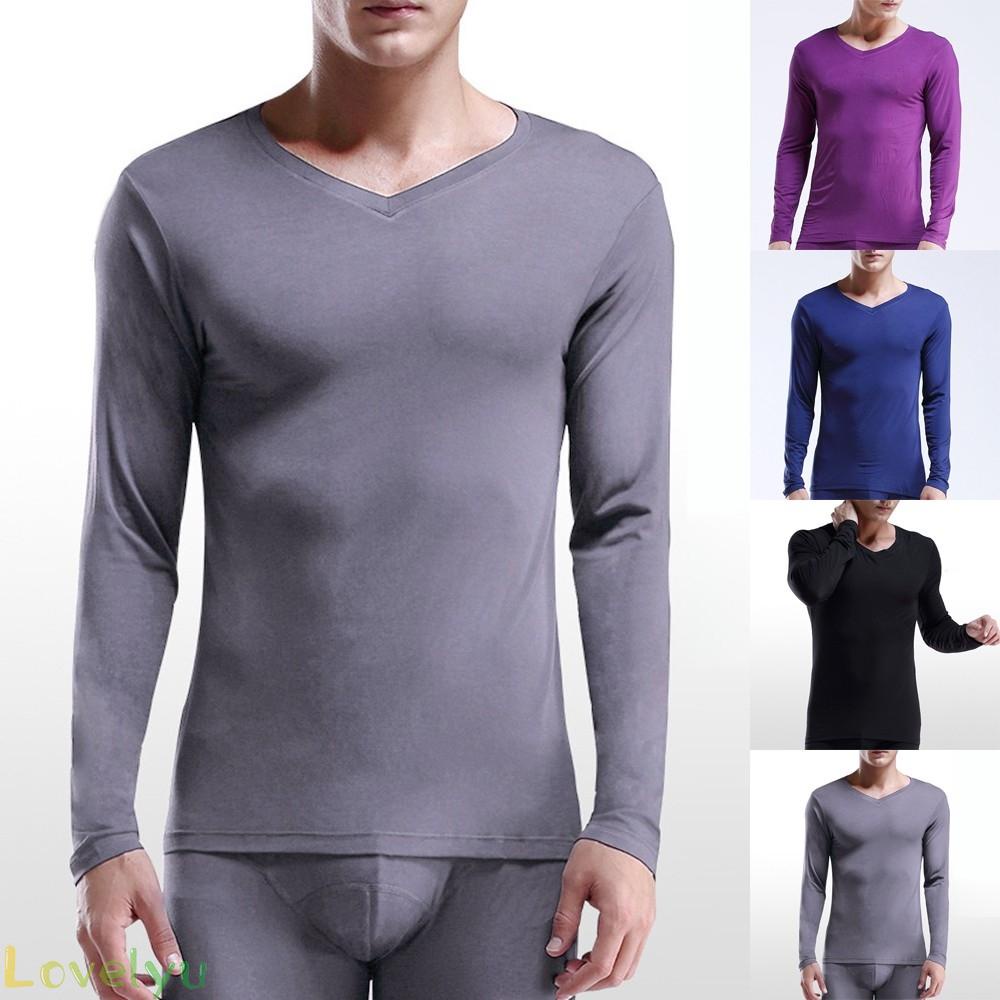 【LOVELYU】Mens Thermal Underwear Long-Sleeved Tight-Fitting Autumn Winter Bottoming Shirt【Good Quality】