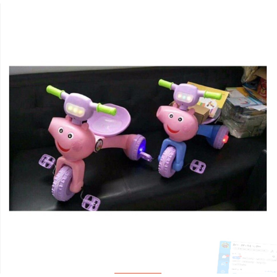 XE ĐẠP 3 BÁNH PEPPA PIG MÀU XANH CÓ ĐÈN VÀ NHẠC