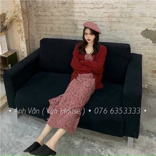 SET ĐẦM CHERRY KÈM KHOÁC (KÈM CLIP)