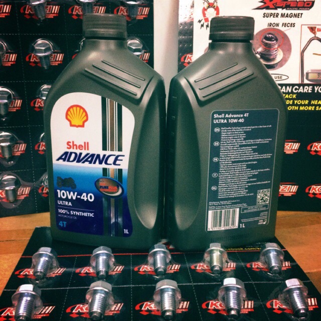 Shell Châu Âu - Nhớt Shell Advance Ultra 10w-40 + Ốc Dầu/Nhớt Nam Châm Kozi Malaysia
