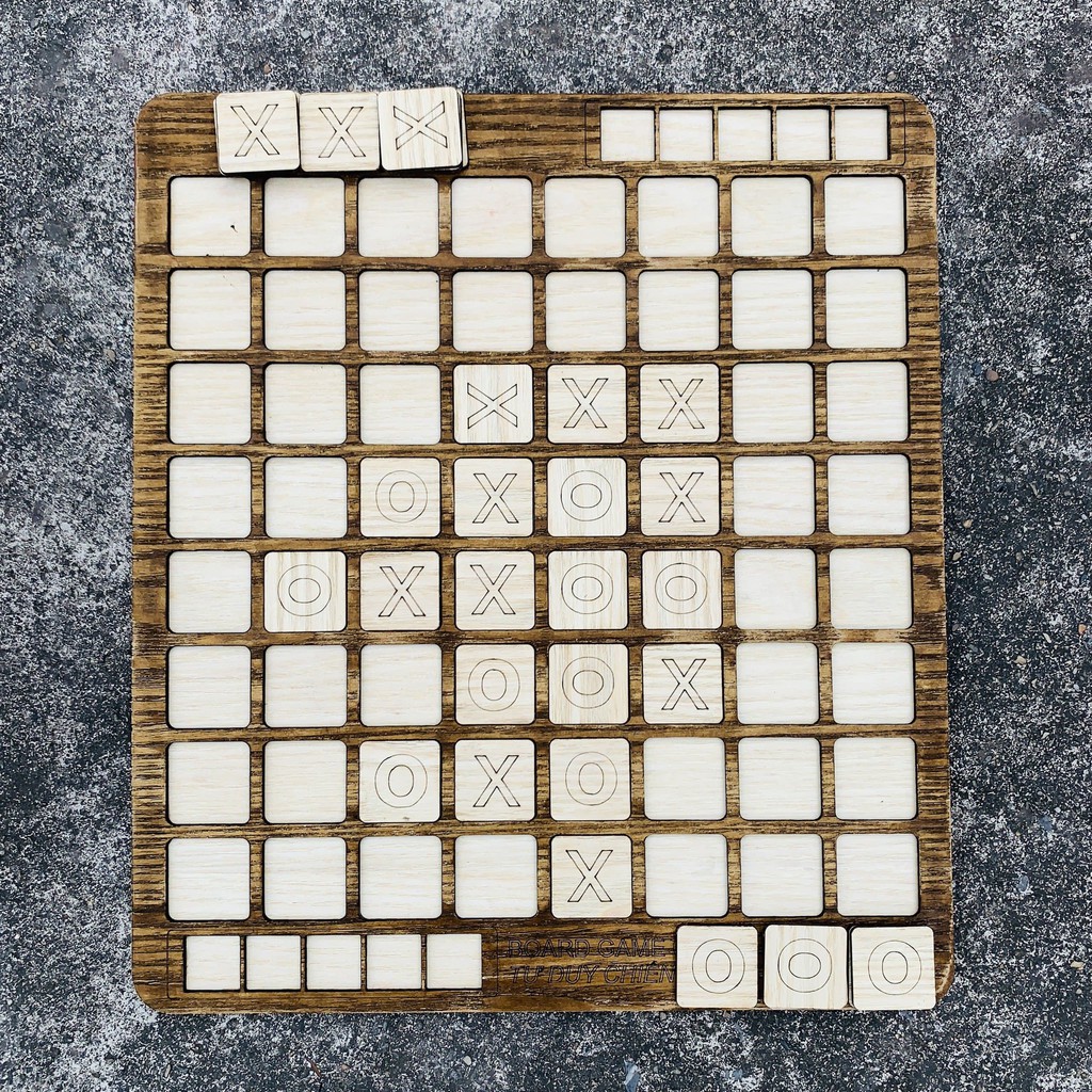 Board Game Đối Kháng, Trò Chơi Cờ Caro X-O Dành Cho 2 Người Chơi Bằng Gỗ Thuần Mộc Rèn Luyện Tư Duy, Màu Nâu