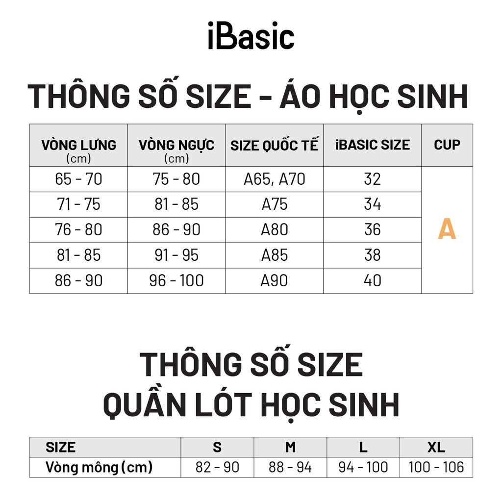 Áo ngực học sinh không gọng mút mỏng cotton iBasic BRAT018
