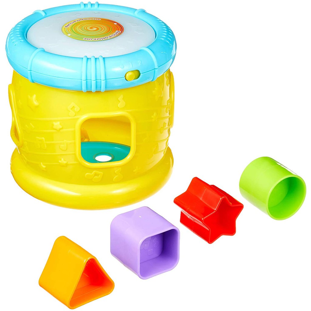 Trống đồ chơi xếp hình khối Winfun 0748, đồ chơi phát triển giác quan cho bé tập làm quen với chữ cái & số đếm tiếng anh