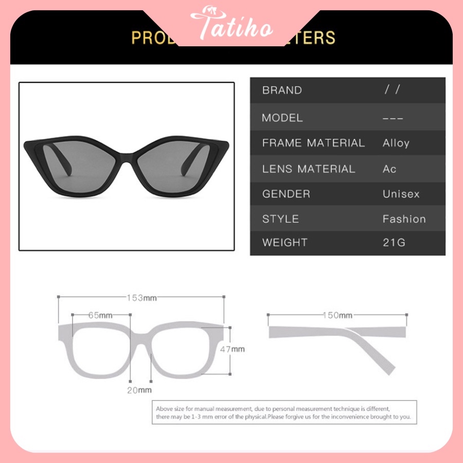 Kính Mát (Kính Râm) Hình Mắt Mèo Gọng Nhựa Phong Cách Hàn Quốc - Tatiho - Mã MK034