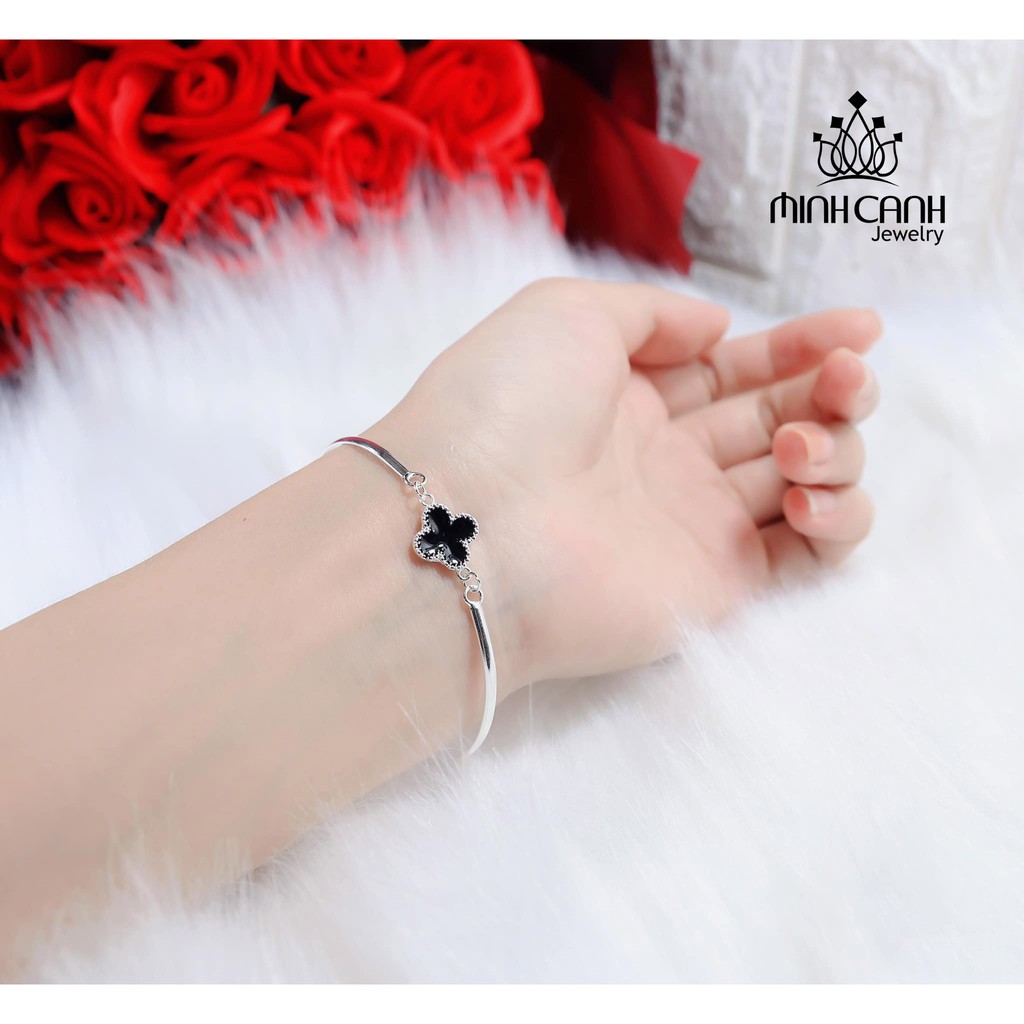 Lắc Tay Bạc Cỏ 4 Lá Đen - Minh Canh Jewelry