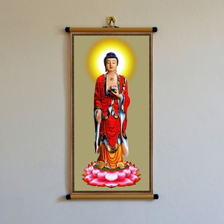 Tranh A Di Đà treo tường 30x60cm bằng vải cao cấp dày dặn bền đẹp, tranh phật treo tường
