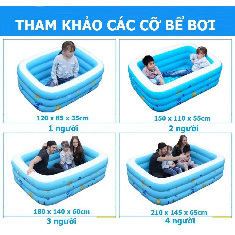 Bể bơi phao, Bể phao bơi 2 tầng, 3 tầng cho bé có đáy chống trượt, HÀNG LOẠI DÀY SỊN Bảo hành 12 tháng