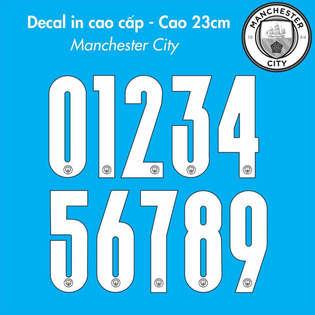 Số in áo bóng đá Font PUMA MAN CITY - Loại decal in Logo trắng đen cơ bản (cao 23cm)