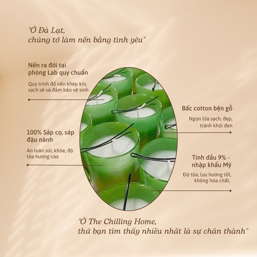 Nến thơm phòng thư giãn dễ ngủ hương hoa & trái cây cao cấp 100% nguyên liệu an toàn sức khỏe The Chilling Home