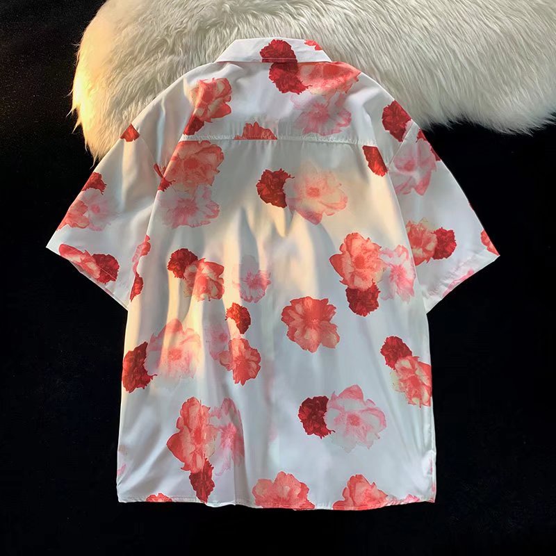 Áo Sơ Mi Tay Ngắn Họa Tiết Hoa Phong Cách Thời Trang Hàn Quốc Cho Nam