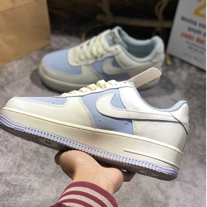 Giày thể thao AF1 trắng xanh kem, Giày sneaker cao cấp.
