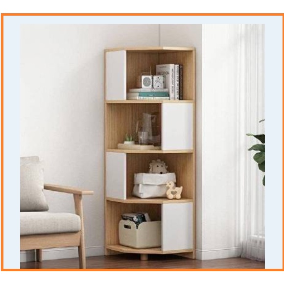 Kệ Gỗ Góc Ngũ Giác 1m2 với 4 Tầng 2 Màu Đựng Sách, Đồ Trang Trí Phòng Khách, Phòng Ngủ