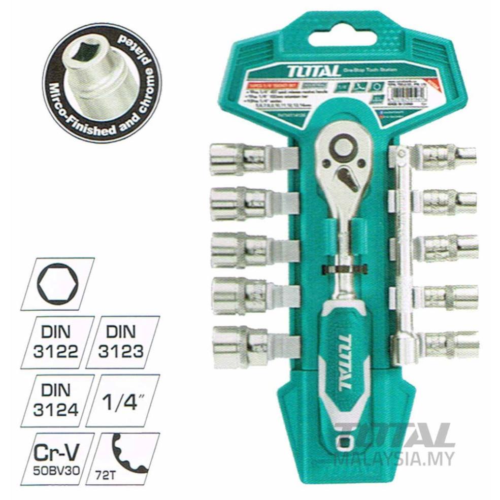 Bộ 12 cái socket 1/2&quot; &amp; cần 2 chiều TOTAL THT141121