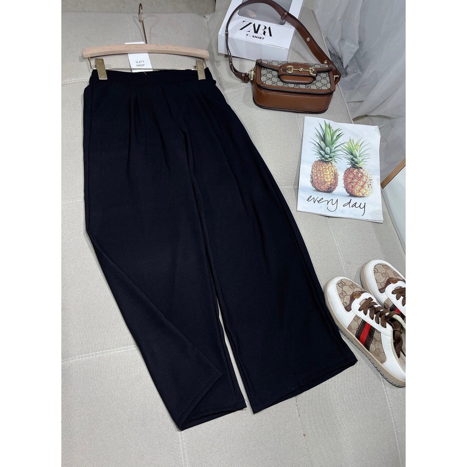Quần ống rộng nữ lưng cao chất vải công ty cao cấp trẻ trung Choose Us