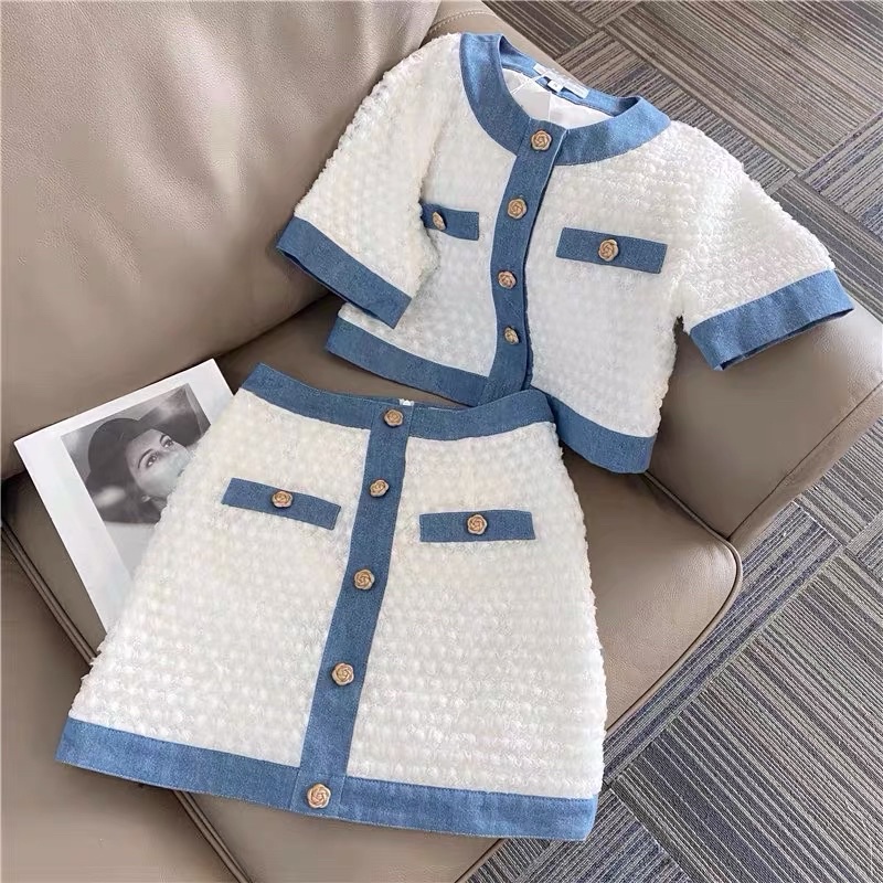 SET vest crop viền xanh (KÈM ẢNH THẬT)